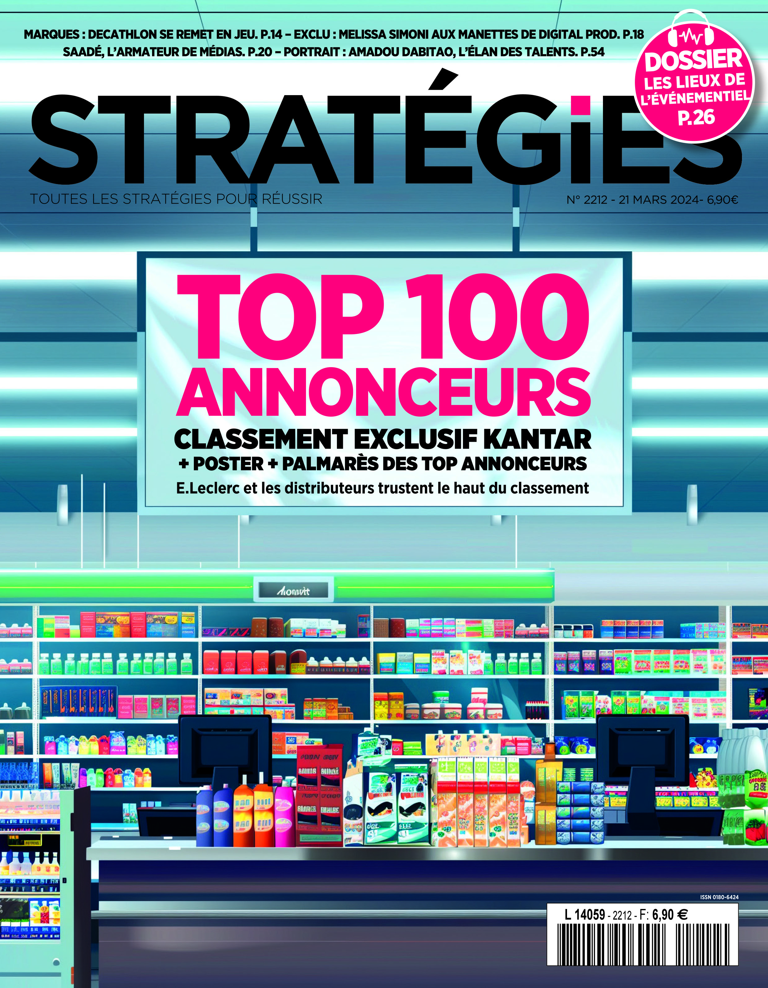 Couverture du magazine Stratégies n°2212 : "Les 100 premiers annonceurs en 2023"
