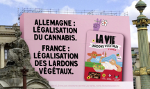 La campagne de la marque La Vie joue sur le parallèle entre l'annulation du décret et la légalisation, dans le même temps, du cannabis en Allemagne.