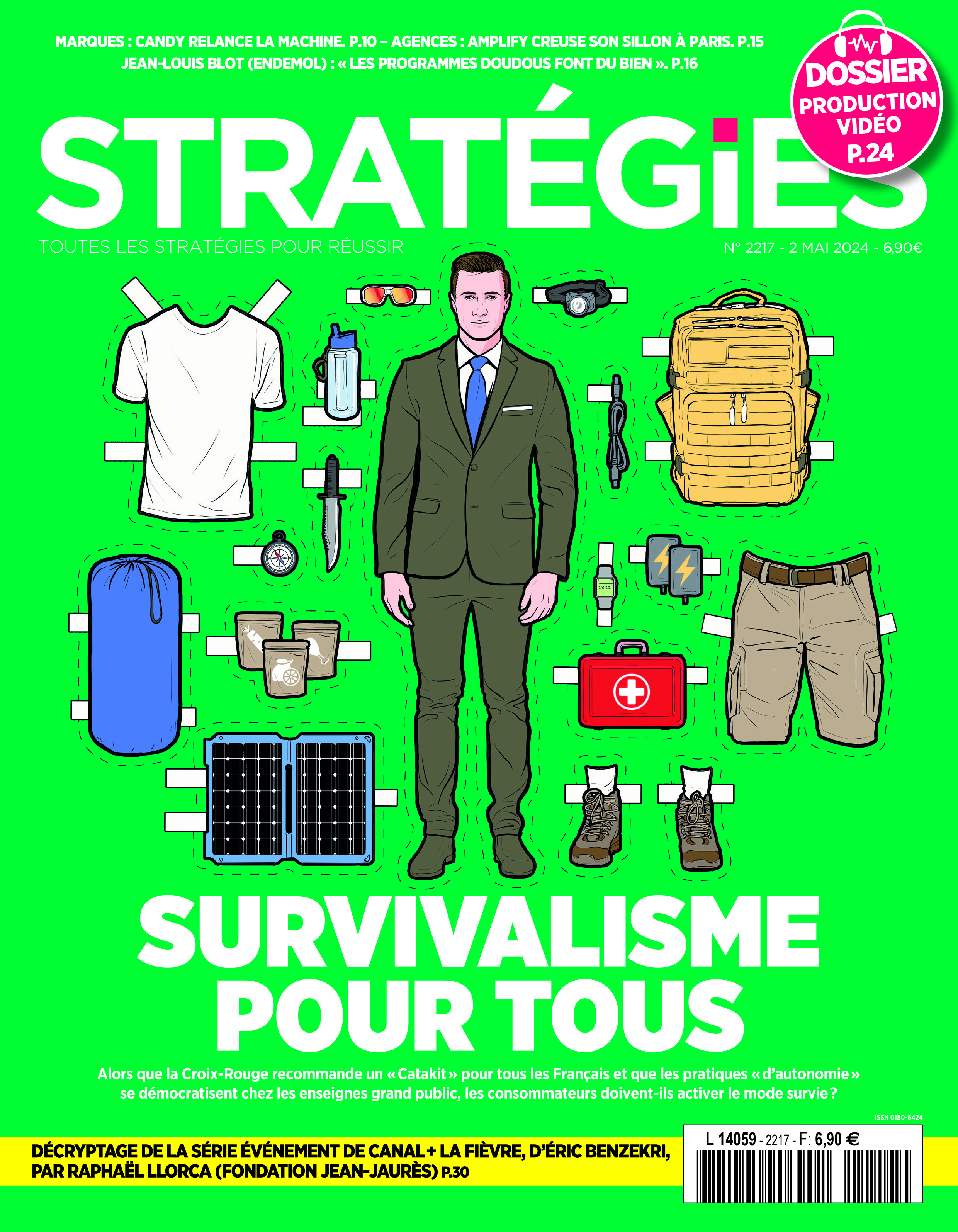 Couverture du magazine Stratégies n°2217 : "Le survivalisme de plus en plus mainstream"