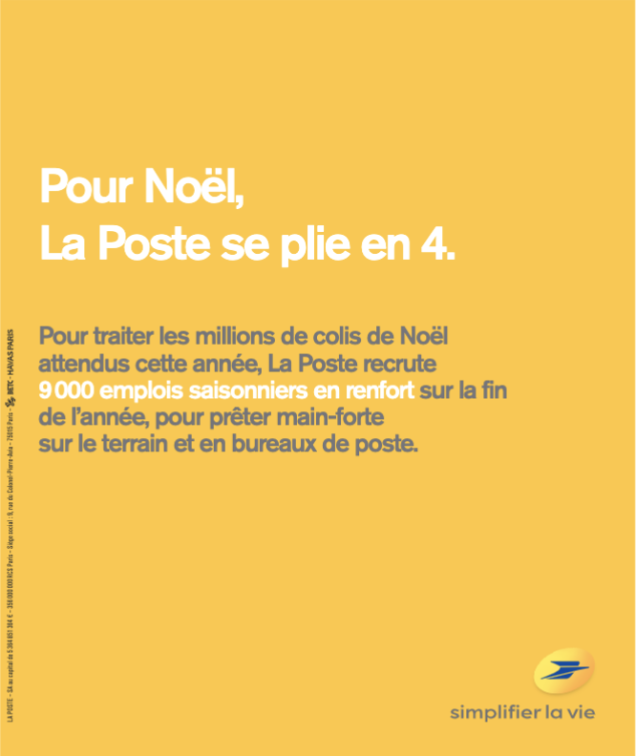 Havas Paris et BETC pour La Poste – « #TousEngagés & Pour Noël La Poste se plie en 4 » 