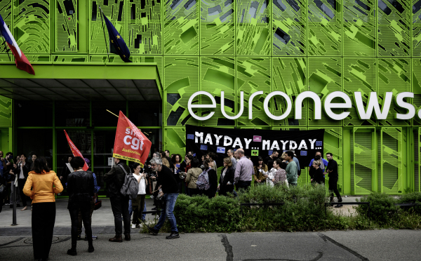 Manifestations de salariés contre la suppression de 197 emplois à son siège de Confluence, à Lyon, le 9 mai 2023