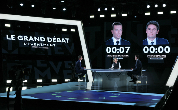3,6 millions de téléspectateurs ont suivi jeudi 23 mai sur France 2 le débat entre Gabriel Attal et Jordan Bardella, à deux semaines des élections européennes.
