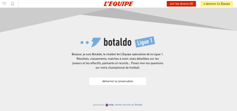 DYDU pour L’Équipe – « Botaldo, le chatbot de L’Équipe spécialiste de la Ligue 1 »