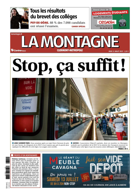 Groupe Centre France La Montagne – « La Montagne s’engage pour le train Paris-Clermont »