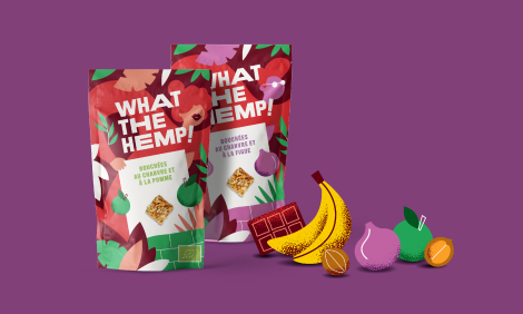 Pixelis pour Green Leaf – « What the Hemp x Pixelis – Branding & packaging de produits complètements chanvrés »