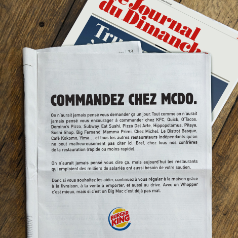 Buzzman et KR Wavemaker pour Burger King France – « Commandez chez McDo »