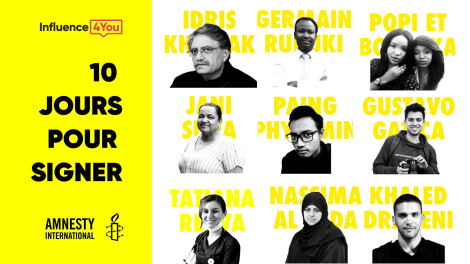 Influence4You pour Amnesty International – « Amnesty International - 10 jours pour signer »